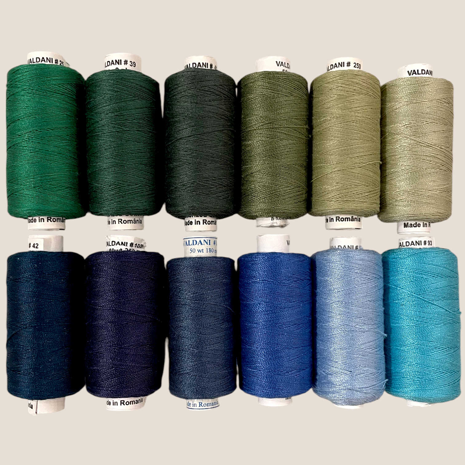 Dusty Blue, Spruce Green, Olive Green, Juniper